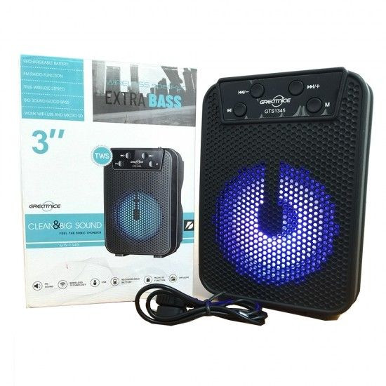 GTS 1345 Portable Rechargeable Wireless Bluetooth Speaker With FM Radio USB & SD Card Supported High Quality Sound & Extra Base
