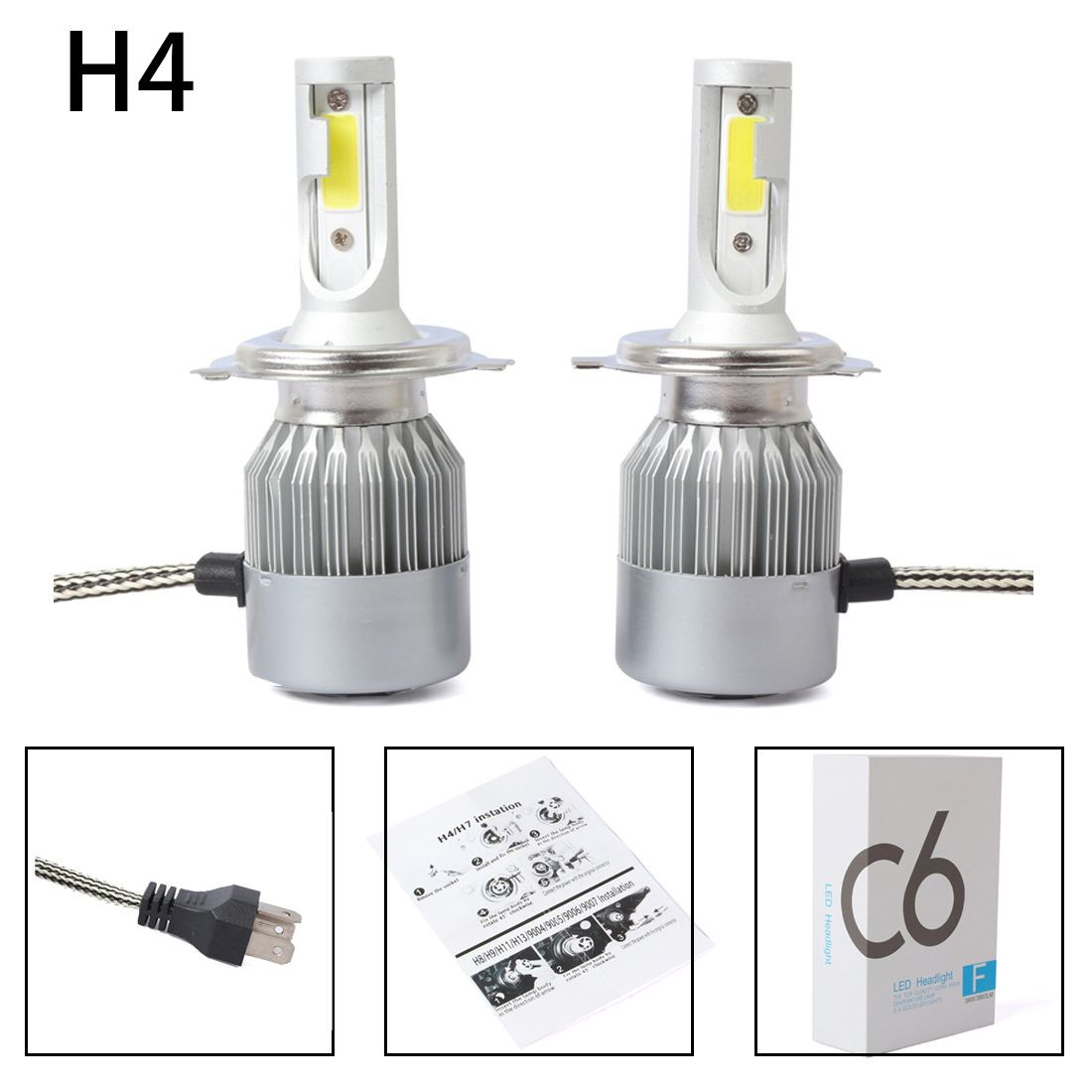 C6 LED Car Headlight Bulb 6000K 7200LM – H4 H7 H1 H3 H8 H11 9005 9006 Auto Headlamp